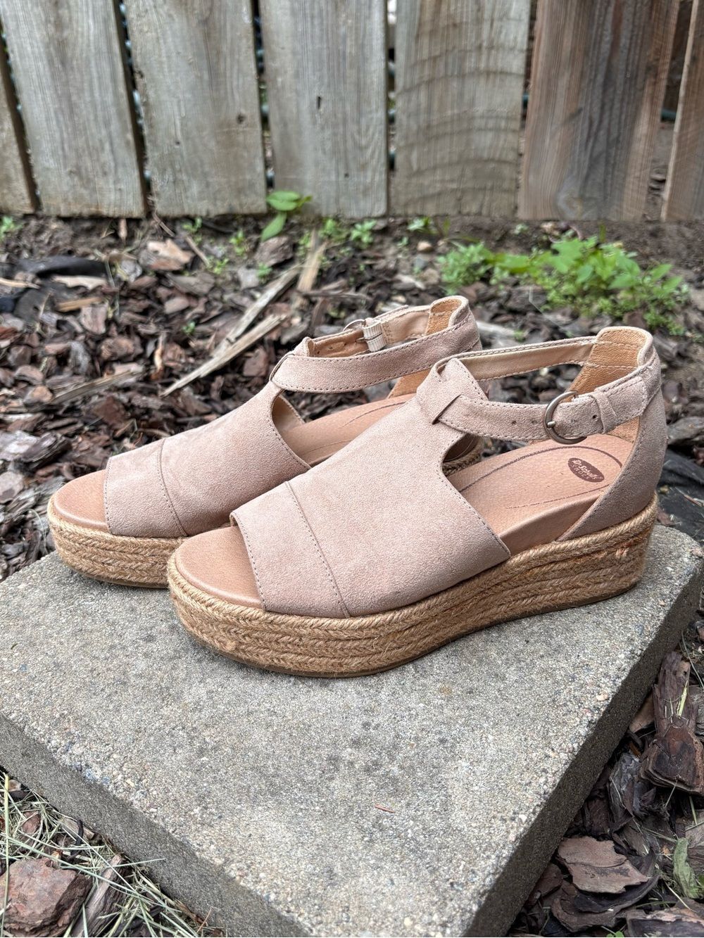 Dr. Scholl's Blush Tan Espadrille Wedge Platform Sandals